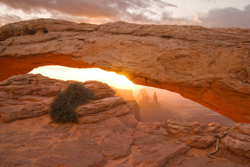 Wall Mural - USA; Utah; Canyonlands National Park. View of Mesa Arch at sunrise. 