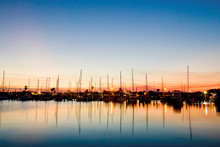 Rockport, Texas Harbor At Sunset
