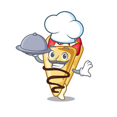 Poster - Chef with food crepe isolated with in the character