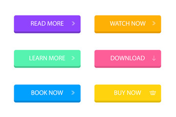  - Set of modern button for infographic, web, banner. Colorful call action icon in flat style. Infographic simple button on isolated background. vector illustartion