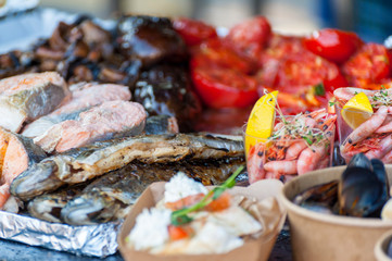 Wall Mural - Fresh street food closeup .