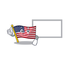 Wall Mural - Thumbs up with board flag america isolated in the cartoon