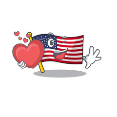 Canvas Print - With heart america flag stored in cartoon cupboard