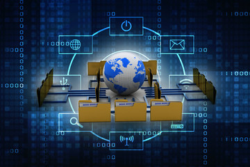 Poster - 3d rendering Documents copying one file to another