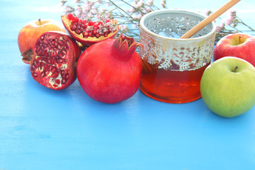 religion image of Rosh hashanah (jewish New Year holiday) concept. Traditional symbols