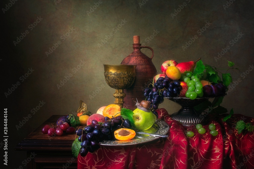 Obraz na płótnie Still life with fruits in Baroque style w salonie