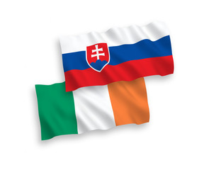 Flags of Ireland and Slovakia on a white background