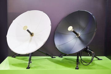 Satellite dishes at exhibition