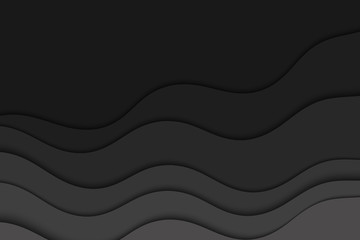 Poster - Background with black waves. Abstract wavy black paper background.