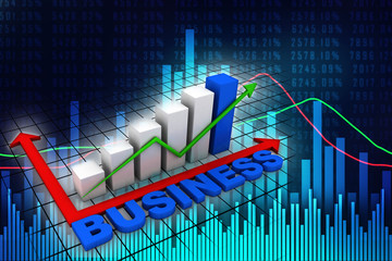 Poster - 3d rendering Stock market online business concept. business Graph 