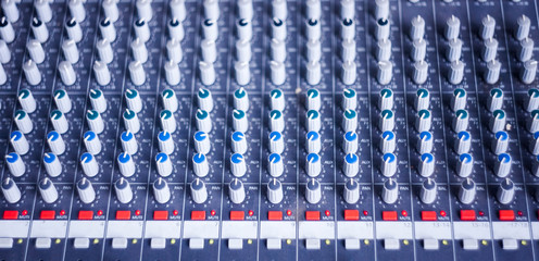 sound equalizer or dj mixer closeup