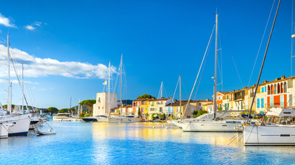 Wall Mural - View Of Colorful Houses And Boats In Port Grimaud During Summer Day-Port Grimaud, France