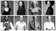 © Djomas - Beautiful commercial happy people in a row black and white