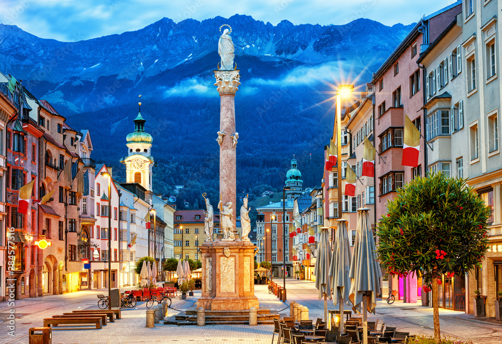 Innsbruck Old town, Tyrol, Austria - obrazy, fototapety, plakaty 
