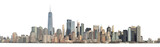 Fototapeta  - Panoramic view of Lower Manhattan from the Ellis Island - isolated on white. Clipping path included.