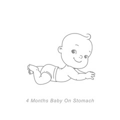 Wall Mural - little baby of 4 month. baby growth and development infographic.