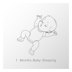Wall Mural - little girllittle baby of 2 month. baby development milestones in first year.