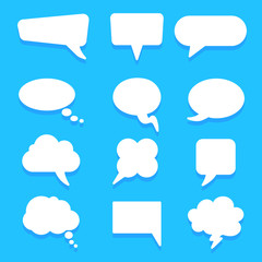 Poster - Set different empty speech bubble, chat sign icon - stock vector