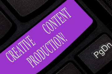 Fototapete - Handwriting text writing Creative Content Production. Concept meaning Developing and creating visual or written assets Keyboard key Intention to create computer message pressing keypad idea