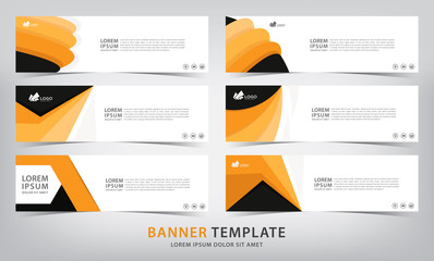 Wall Mural - set of six abstract orange web banner templates, vector illustration