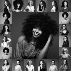 Canvas Print - Group of beautiful women in front of a dark background