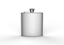 Blank  Stainless Steel Hip Flask For Branding, 3d Illustration.