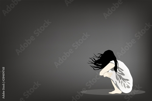 Fotografía Depressive patient feels lonely, sadness and want to suicide herself