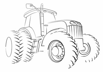 Poster - The Sketch of a big heavy tractor.