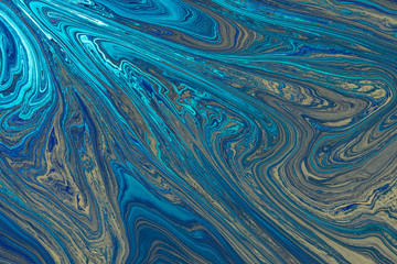 Abstract Blue Acrylic pour Liquid marble surfaces Design.