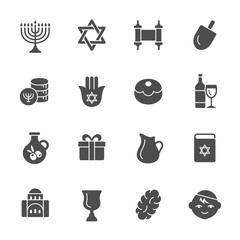 Wall Mural - Hanukkah vector icons