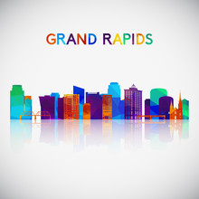 Grand Rapids Skyline Silhouette In Colorful Geometric Style. Symbol For Your Design. Vector Illustration.