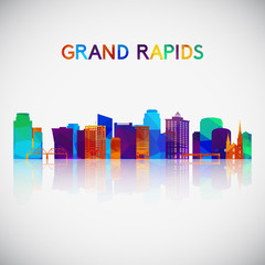 Grand Rapids skyline silhouette in colorful geometric style. Symbol for your design. Vector illustration.