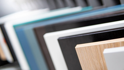 Cabinet panel materials or countertops for built-in furniture design.