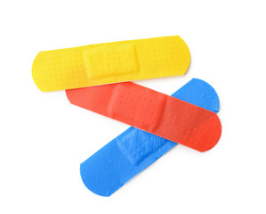 top view of colorful adhesive bandage patches