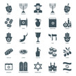hanukkah icons set, judaism symbols collection