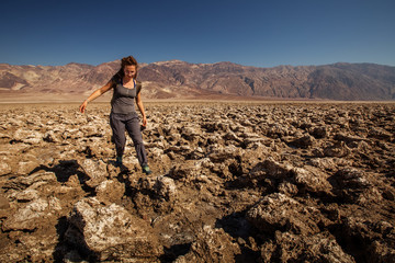 Wall Mural - A hiker in Death Valley National Park, Geology, sand.