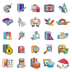 Poster - School weekday icons set. Cartoon set of 25 school weekday vector icons for web isolated on white background