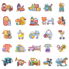 Poster - Play area icons set. Cartoon set of 25 play area vector icons for web isolated on white background