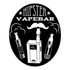 Wall Mural - Hipster vape bar logo. Simple illustration of hipster vape bar vector logo for web design isolated on white background