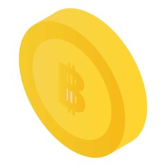 Poster - Gold bitcoin icon. Isometric of gold bitcoin vector icon for web design isolated on white background