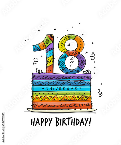Photographie 18th anniversary celebration. Greeting card template