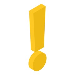 Poster - Yellow exclamation sign icon. Isometric of yellow exclamation sign vector icon for web design isolated on white background
