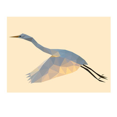 Wall Mural - Low poly wild vector heron