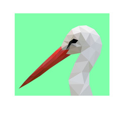 Wall Mural - Low poly wild vector stork