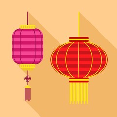 Poster - colorful asian street lamp icon. flat illustration of colorful asian street lamp vector icon for web