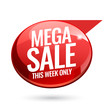 © Happy Man - Mega Sale advertising banner. Red banner. This week only special offer. Vector illustration.