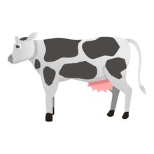 Black White Cow Icon. Cartoon Of Black White Cow Vector Icon For Web Design Isolated On White Background
