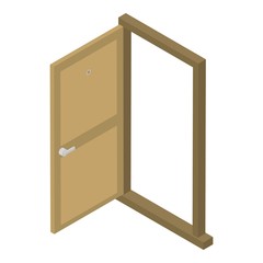 Poster - Open wood door icon. Isometric of open wood door vector icon for web design isolated on white background