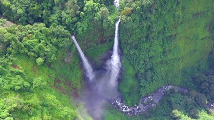 Sticker - Aerial view of Tad Fane waterfall in rainforest at Pakse and Champasak city Laos