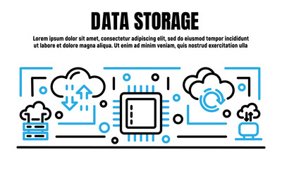 Poster - Data storage banner. Outline illustration of data storage vector banner for web design
